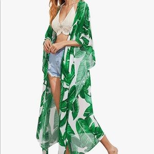 Women's Flowy Kimono Cardigan Open Front Maxi Dress Loose Beach Coverups Swim